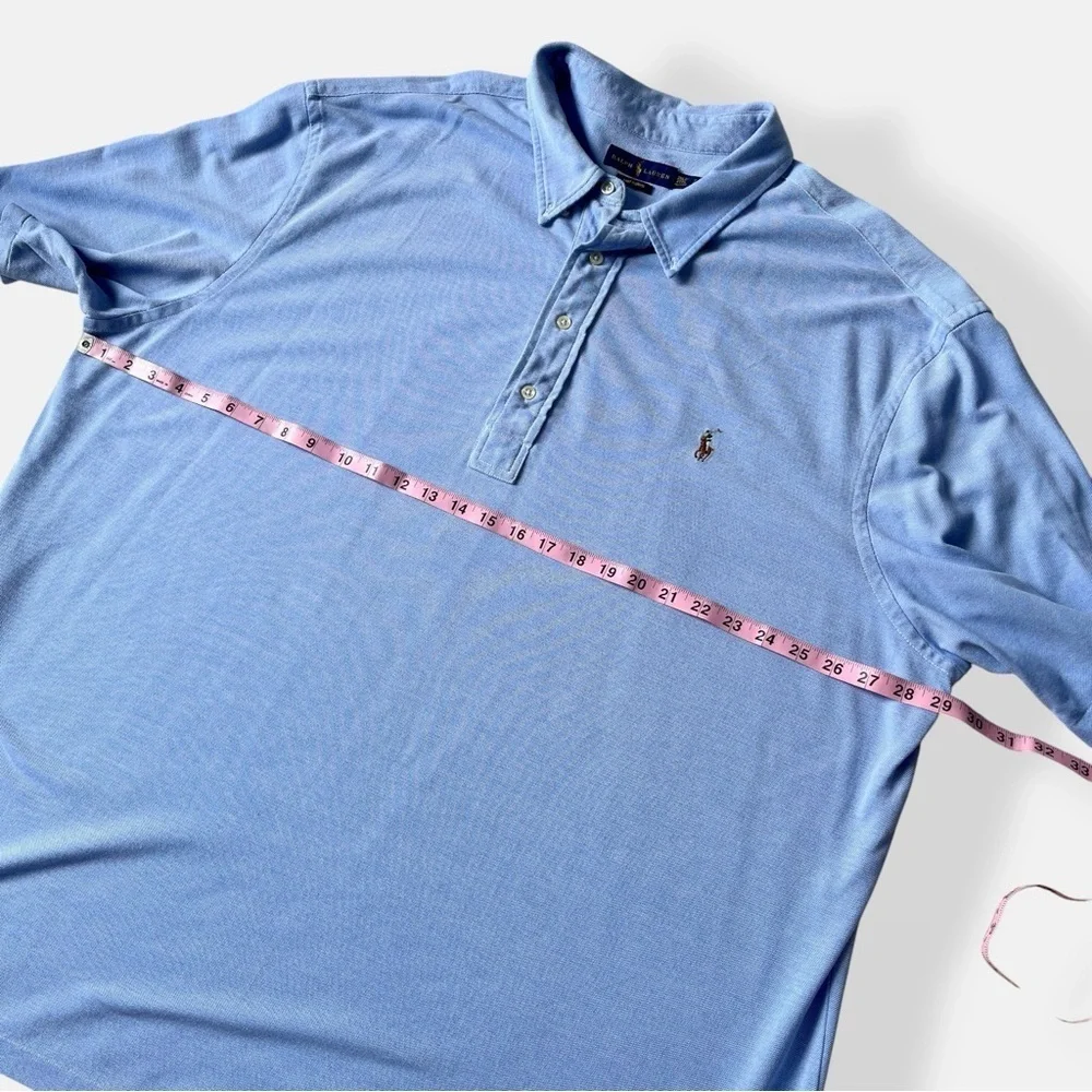 Ralph Lauren Knit Oxford Polo Shirt 3XLT Tall | Light Blue Preppy Classic